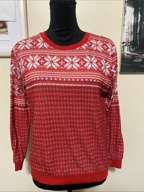 Jordann Women’s Red Fair Isle Shirt Sz Small